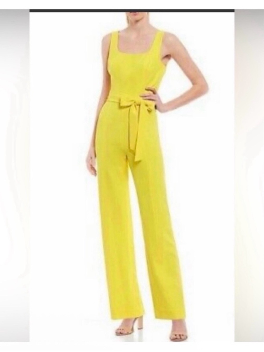 Antonio Melani Yellow Sleeveless Belted Jumpsuit